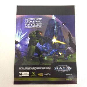 Halo Combat Evolved Xbox Print Ad Master Chief Shooter Game Room Decor Y2K Promo